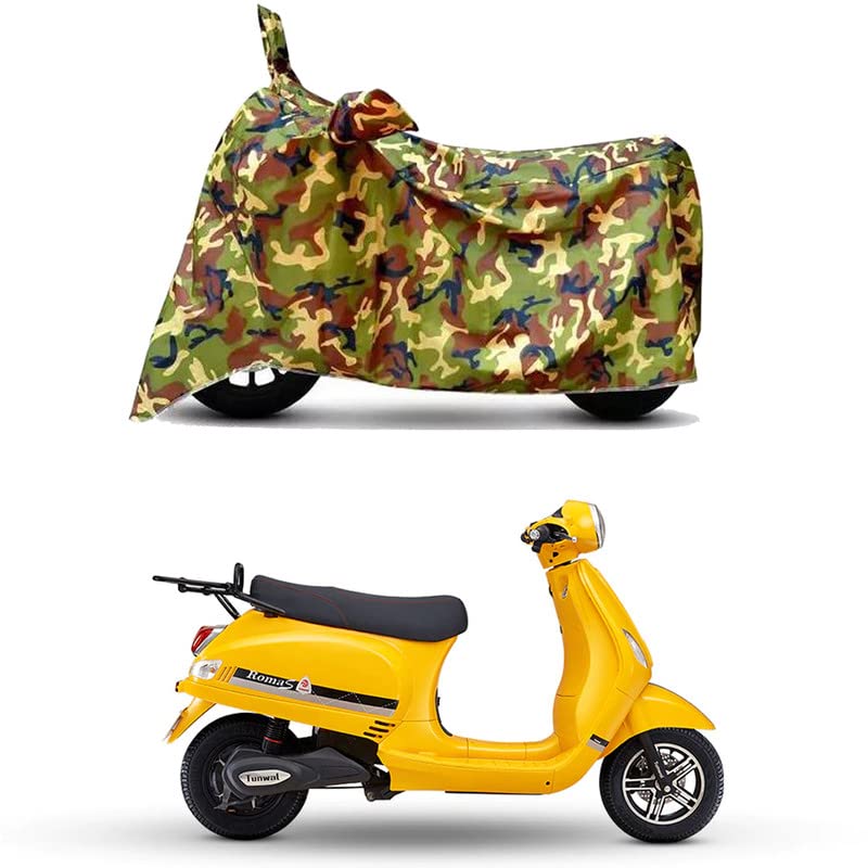 Image of Waterproof 100% PVC Coated Full Bike Scooty Two Wheeler Body Cover Compatible for Tunwal Roma S STD /UV-Rays /Heat Protection /Birds Dropping /Scratchproof /Dust Proof [6X6 Jungle Print]