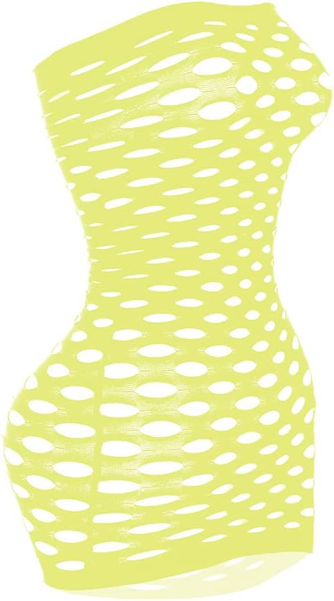 Sexy Womens Strapless Fishnet Lingerie Sleepwear Mini Dress Tube Chemise Bodysuit One Size