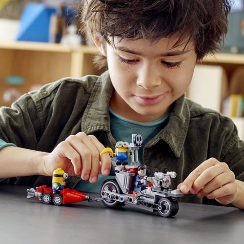Image of LEGO 75549 Minions Unstoppable Bike Chase Construction Toy with Gru, Bob and Stuart Minion, Movie Gift Idea for Girls and Boys Ages 6 and Up