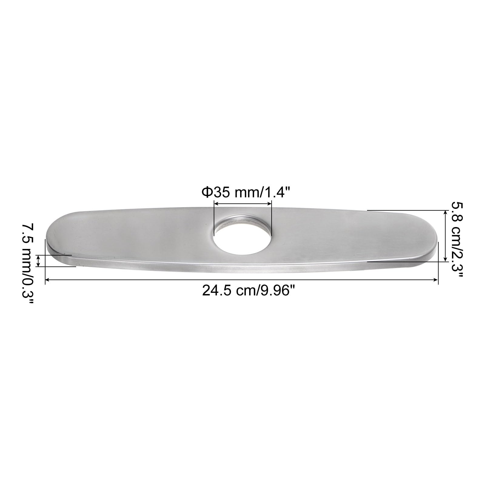 Set 2 Piastre Copriforo Per Lavello In Acciaio Inossidabile – 16x6 Cm, Adatte Per Rubinetto A 1 Foro Su Lavandini A 3 Fori, Impermeabili
