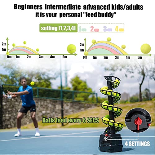 Tennisbälle Maschine(Maximal 30 Bälle),Tennisball Trainer für selbsttraining,Anfänger/Kinder/Lehrer/Zuhause/Gericht,genaue effiziente Ballwurfmaschinen für alle Stufen/Alter,AC&Batterie&USB-Kabel