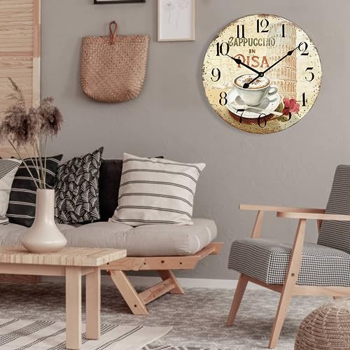 HQF-Rustic-Wall-Clock-24-inch-Wall-Clocks-Italian-Retro-Style-Timepieces-Clock-Silent-Movement-Large-Number-Reading-Farmhouse-Clock-for-Living-Room-Bedroom-Kitchen-Decor-Coffee-Torre-di-Pisa HQF Rustic Wall Clock 24 inch Wall Clocks Italian Retro Style Timepieces Clock Silent Movement Large Number Reading Farmhouse Clock for Living Room Bedroom Kitchen Decor Coffee Torre di Pisa