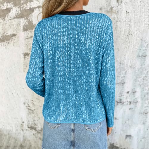 Cethrio Glittery Tops Sequin Jackets for Women Open Front Sparkly Top Holiday Party Blazers Womens Fall Clothes 2026 Camisa Para Mujer Capsule Wardrobe Essentials - image 3