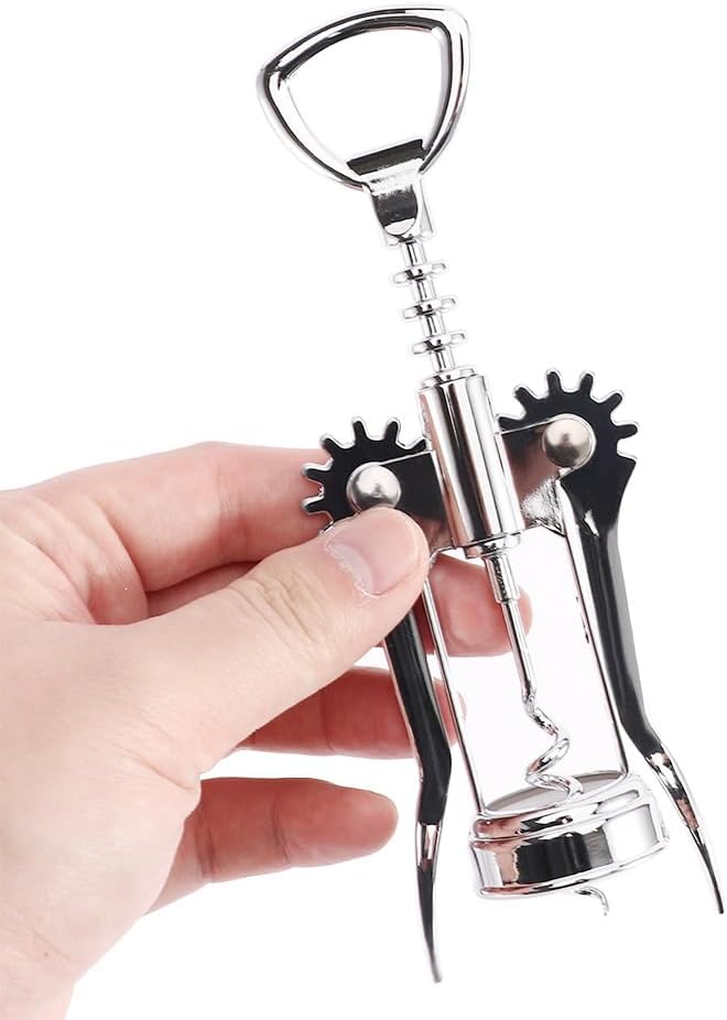 Stainless Steel Wing Corkscrew Wine Opener,Portable Waiters Corkscrew Cork and Beer Cap Bottles Opener Remover for Kitchen Restaurant Bars Use