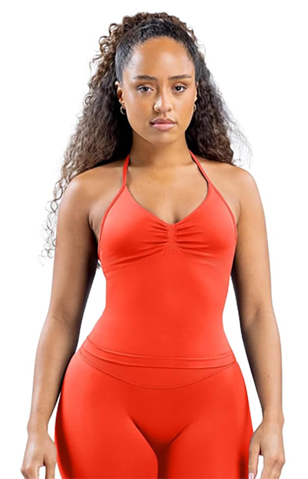 TRYTO Impact Longline Strappy Top Women Impact Longline Halter Tops Workout Longline Tank Top Compression Gym Fitness