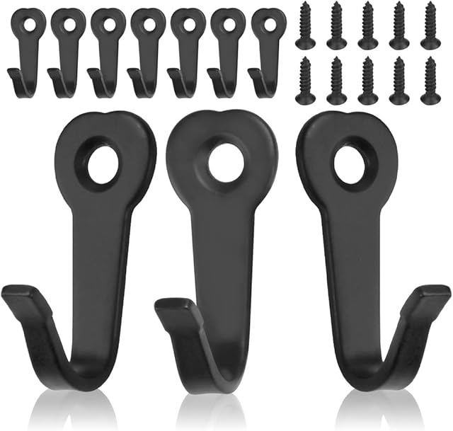 RMENOOR 10 Pcs Coat Hooks, Single Hanger Hook with 10 Screws No Rust Wall Mounted Hooks Retro Single Coat Hanger Iron Wall Hooks Picture Hooks Black Hooks for Bathroom Kitchen Garage Towel Hat Key