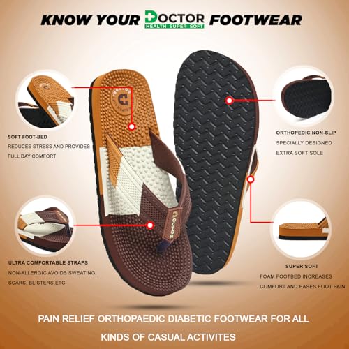 Image of DOCTOR HEALTH SUPER SOFT Men's & Boys Anti-Skid Flip Flops with Acupressure Massage Footbed | Lightweight | Soft | Doctor-Recommended Slipper for Pain Relief | All Day Wear Acupressure Doctor Slipper