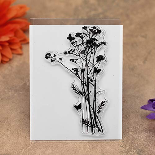 KWELLAM 4pcs/Lot Dandelion Lavender Flowers Leaves Stamp Rubber Clear Stamp/Seal Scrapbook/Photo Album Decorative Card Making Clear Stamps