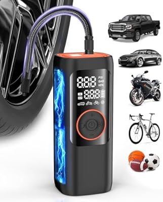 BDO 2025 Tire Inflator Portable Air Compressor, 150PSI Cordless Air Pump with LCD Display & Auto Shut-Off, for Car, Motorcycle, Bike Tires & Sports Balls（Black）