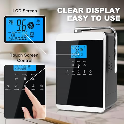 11 Titanium Plates Alkaline Water Ionizer Machine for Home, Alkaline Water Machine pH 3.5-10.5 Acid Water Purifier Water Generator Water Filter Up to -600mV ORP, 10000 Liters Per Filter, Auto-Cleaning — view 2