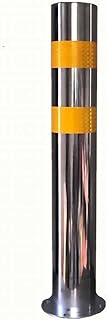 56cm Tall Heavy Duty Parking Barrier Security Driveway Post Pole Stainless Steel Parking Cones with Reflective Strips Durable (Color : Dia8.9cm/3.5in Size : 56cm/22in) (Dia7.6cm/3in 56c (Dia8.9cm/3.5