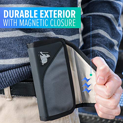 DefenderShield EMF Radiation & 5G Protection Holster for Cell Phones & Other Electronic Devices - Universal Smartphone Case with Belt Clip (Small)