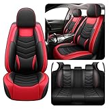 HYZB Car Seat Covers Fit for Suzuki Grand Vitara 2001-2013 Daily Commutes Durable and Side Airbag Compatibility Sports Seat Cover, Full Set, Black Red