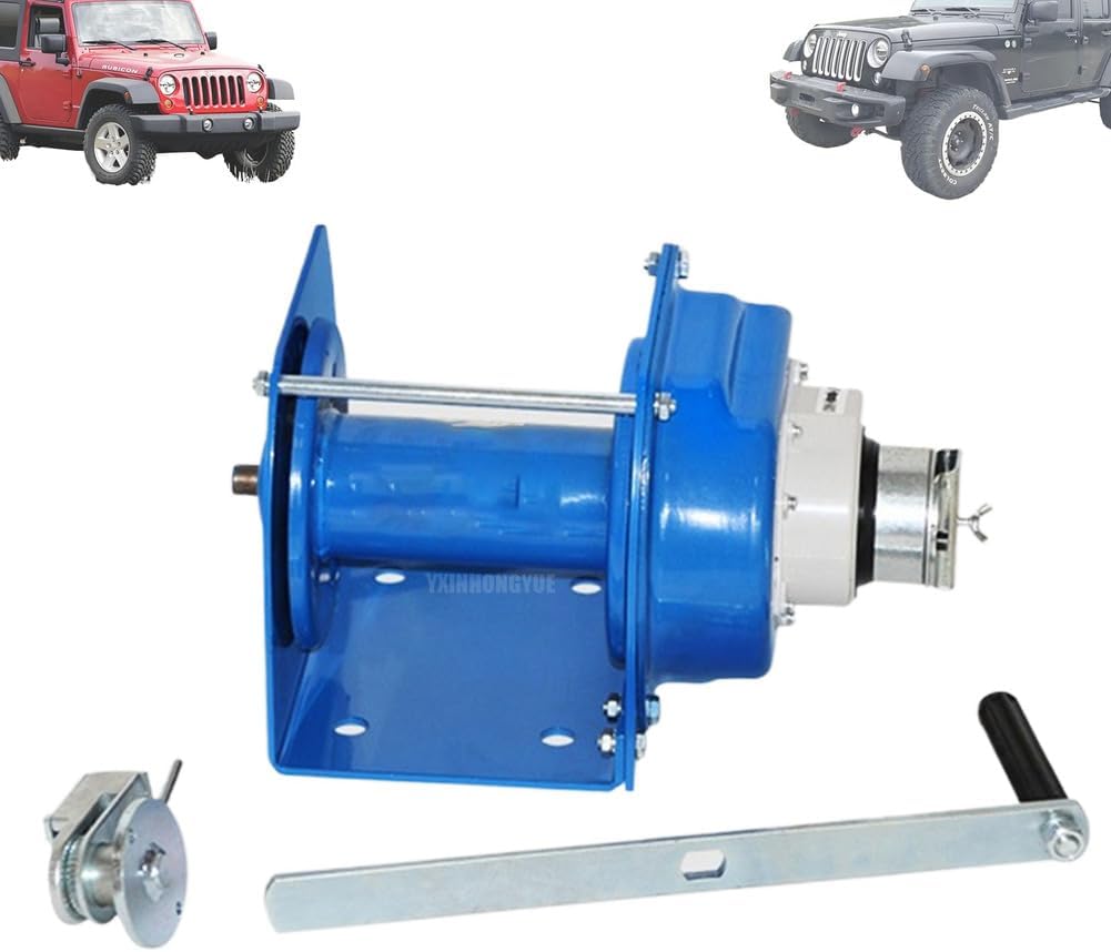 1T Multifunctional Ship Winch, Small Save Effort Home Vehicle Winch 12.19:1 Gear Heavy Duty Hook Applies To Off Road Rescue, Power Repair