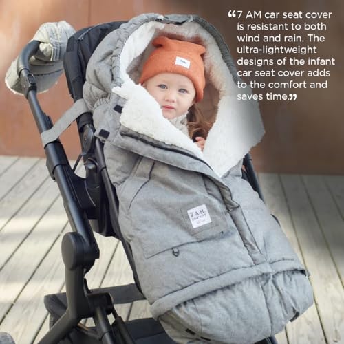 Image of 7AM Enfant Stroller Blanket 212 - Adjustable Baby Car Seat Zipped Blanket for Babies Winter, Unisex Multi Purpose Fleece Lined Warm Hooded Toddler Footmuff Water Repellent | (6M - 4T)