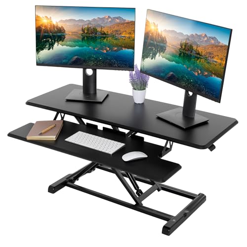 TechOrbits 42-Inch Spring-Assist Standing Desk Converter with Keyboard Tray
