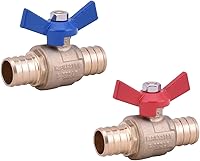 Vista 8 de Cierre de agua de puerto completo, válvula de bola de latón PEX de 1/2 pulgada, mango de 1/4 de giro, válvula de agua PEX con certificado