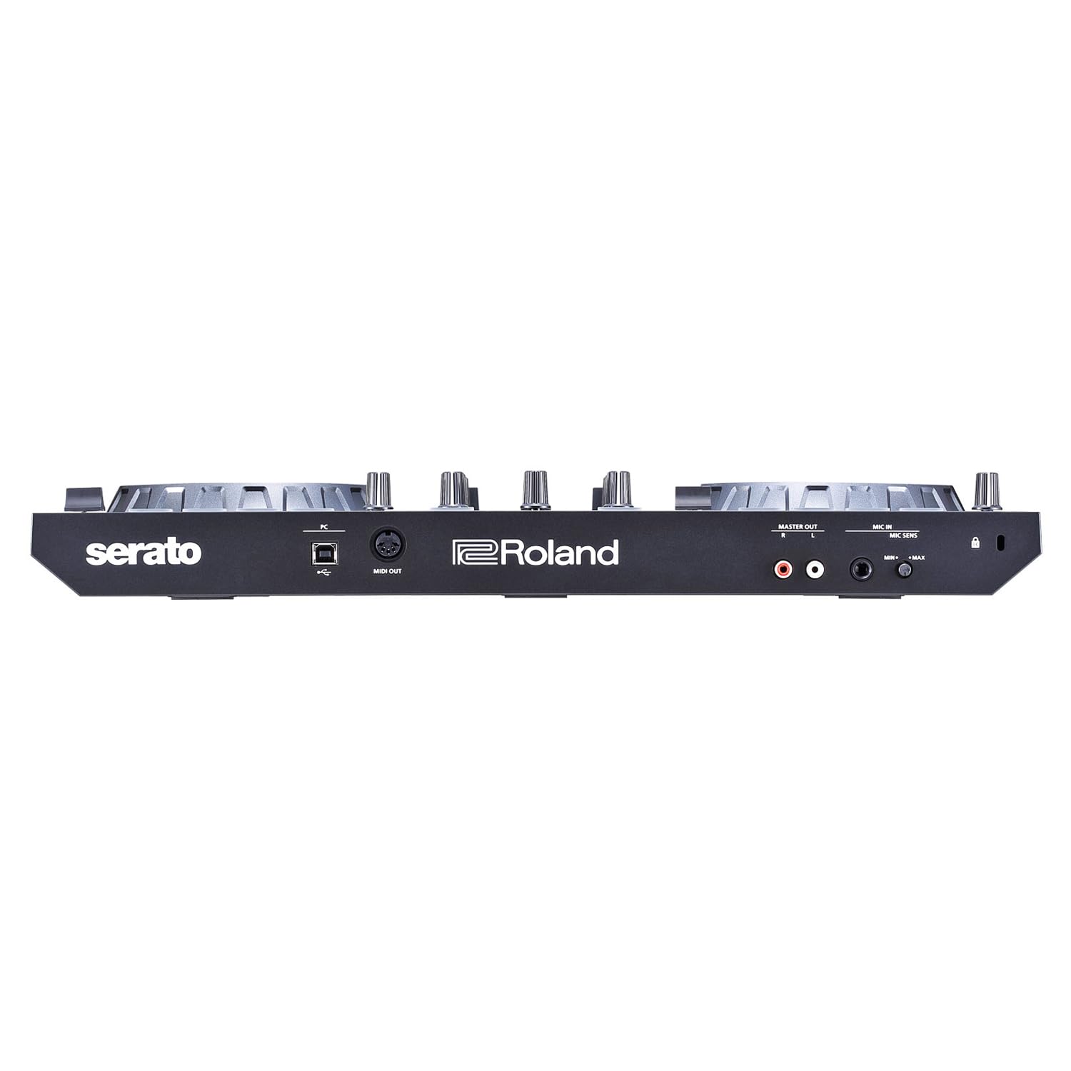Roland DJ-202 2-Kanal 4-Deck USB-DJ-Controller mit keepdrum Laptopständer Silber