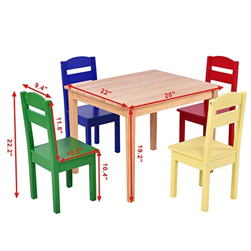 Costzon Kids Table And Chair Set, 5 Piece Wood Activity Table & Chairs For Children Arts Crafts, Homework, Snack Time, Preschool Furniture, Gift For Boys Girls, Toddler Table And Chair Set, Multicolor #TOP5