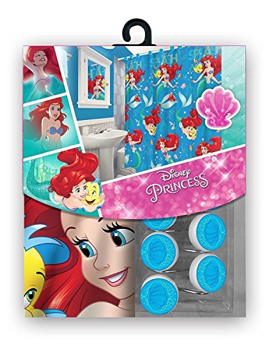 S.L. Home Fashions 13pc Disney Ariel Little Mermaid Shower Curtain and Hooks Set