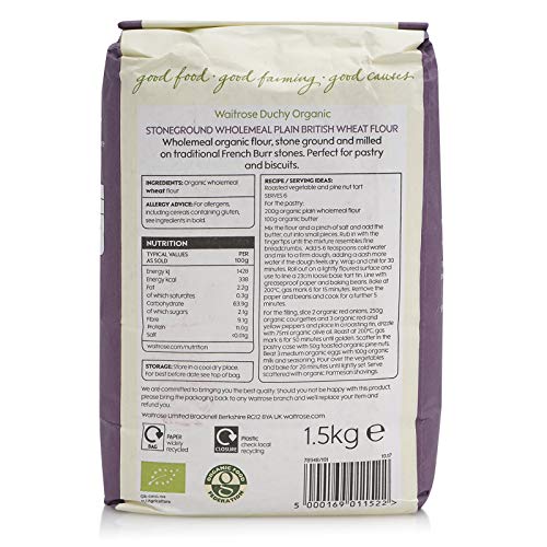 Waitrose Duchy Organic Stoneground Plain Wholemeal Flour 1.5kg image 5