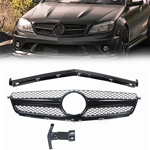 Grille de course noire anti-débris pour calandre avant Benz W204 C63 AMG 2008-2011 capot
