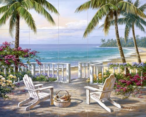 Ceramic Backsplash Tile Mural Beach Scene Seaside Ocean Kitchen/Bathroom/Shower -