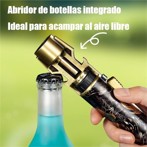 Encendedor de antorcha metálico con llama azul miniatura 3