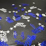 EMAAN Happy Birthday Foil Confetti Blue Silver Birthday Confetti Sequins, Table Sprinkle Dessert Table Decorations Light Up Your Birthday Party (Blue Silver)