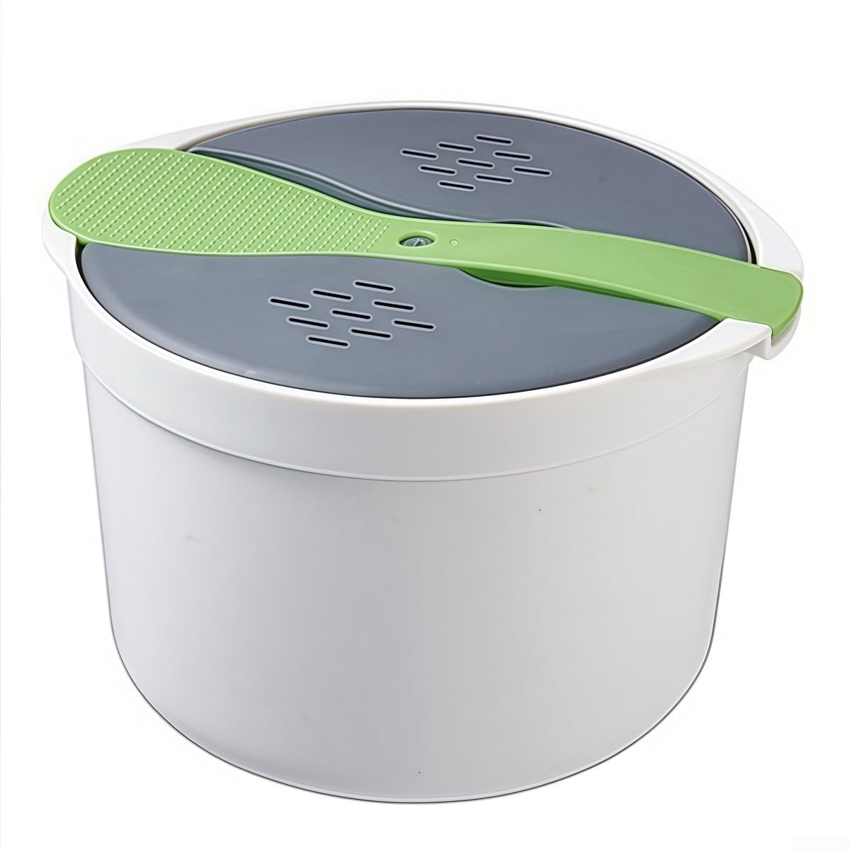 Cuiseur à riz pour micro-ondes, cuiseur à riz multifonction pour légumes, pâtes et soupe avec passoire (vert)