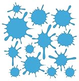 Paint Splatter Decal Set - Ice Blue Paint Splash Stickers - Removable Paint Splatter Stickers - Wall Decals Peel and Stick Kids -Daycare Decor Art Classroom Decor Kids Bathroom Sets - 13pc