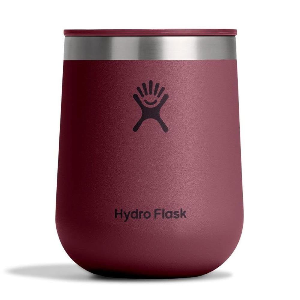 Hydro Flask 10 Oz Wine Glass - Ceramic Stemless Wine Tumbler - Unbreakable with Lid in Burgundy
