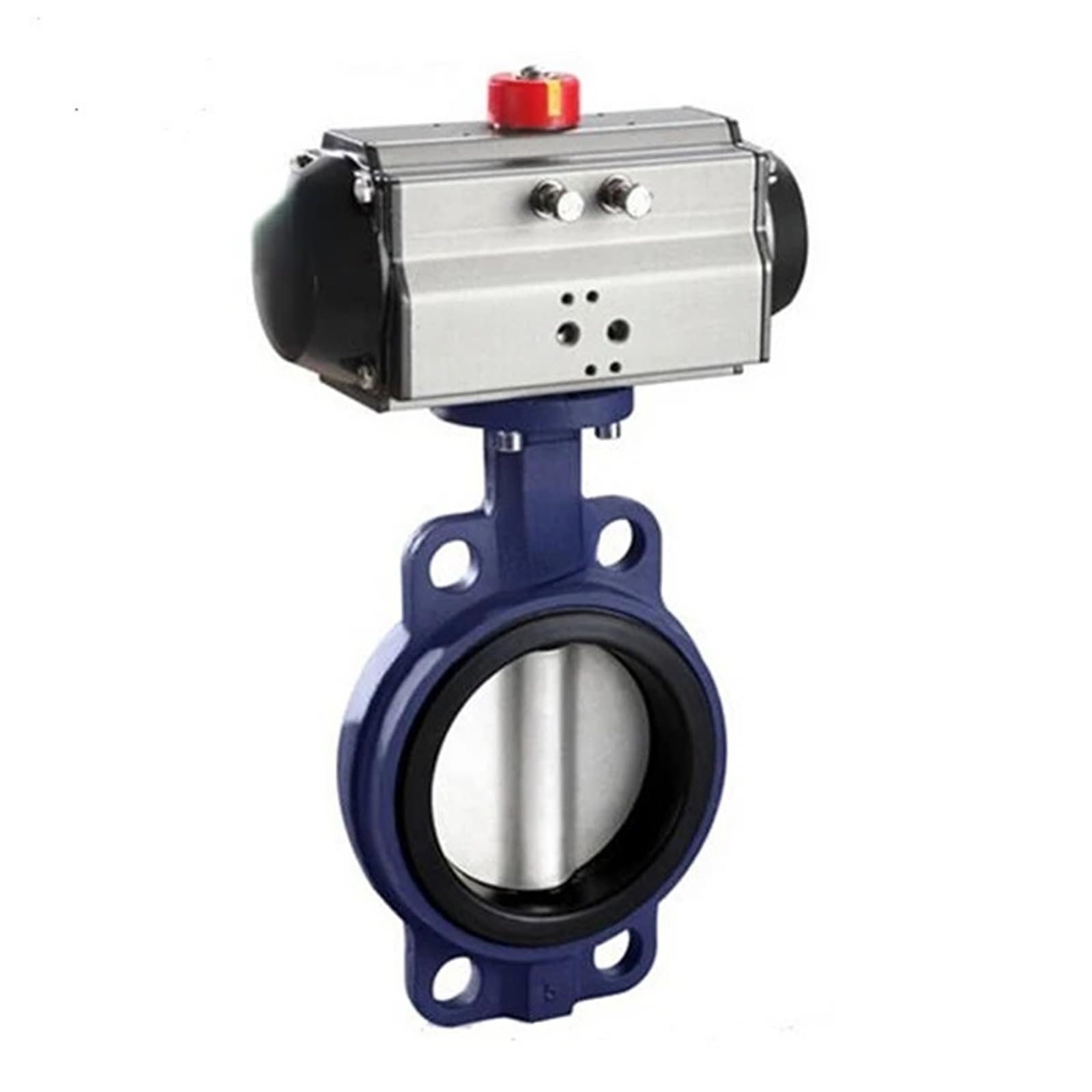 JNVFTCUX DN100 DN80 Wafer 4 inch Cast Iron Double Acting Pneumatic Actuator Butterfly Valve PN16 Seat(2in)