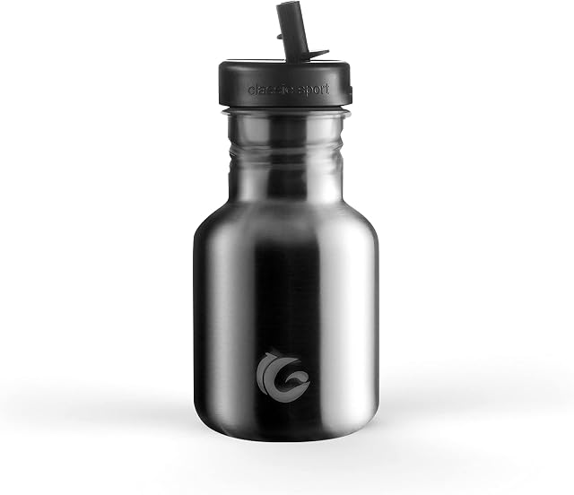 One Green Bottle  BOTL Tough Canteen Water Bottle with Sports Cap, Stainless Steel Water Bottle, Non-Insulated, Single-Skinned Eco Bottle, 350ml (plain stainess steel)