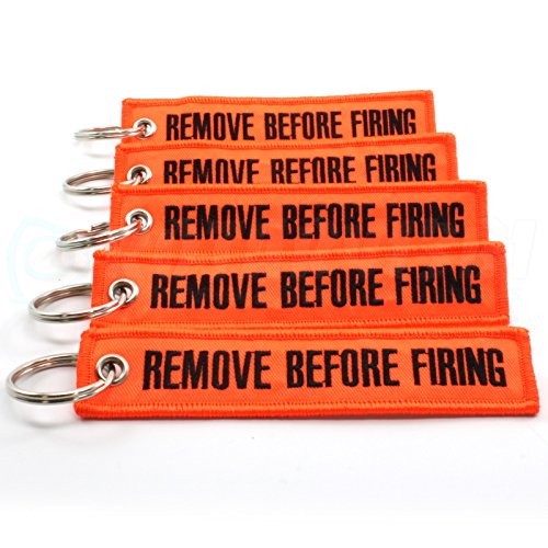 Rotary13B1 Remove Before Firing Keychain - Neon Orange/Black - 5pcs