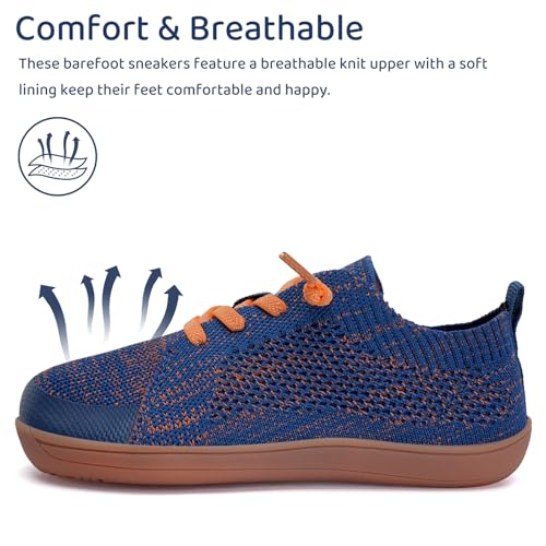 WateLves Toddler Little Kids Wide Barefoot Shoes Boys Girls Minimalist Sneakers Lightweight Breathable Walking Shoes | Naturally Splay | Flexible Fit (Navy, 23)2