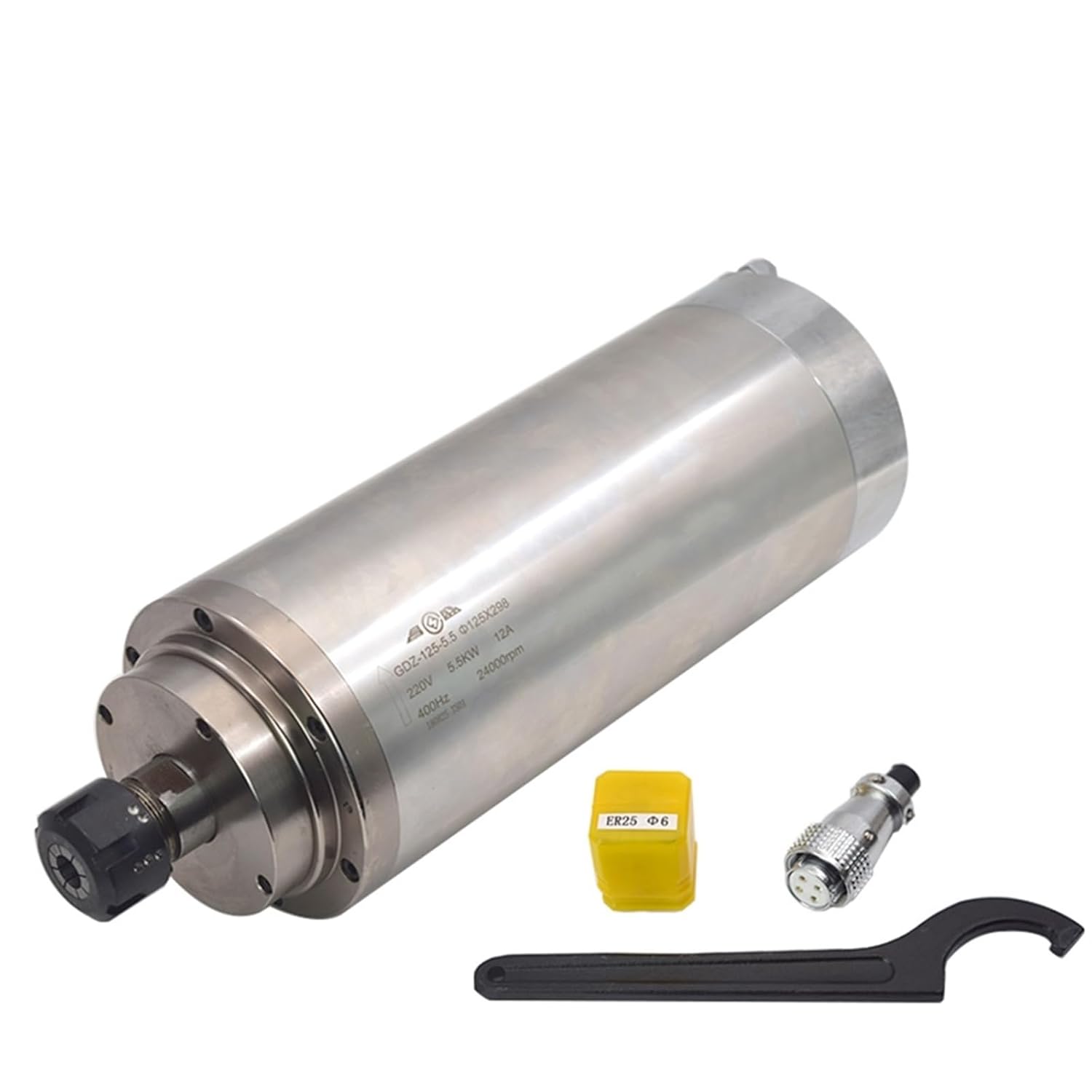 Puraysit Water Cooling Spindle GDZ-125-5.5KW ER25 380V 8A 220V 12A 24000rpm Router Spindle Motor for Router Machines(380V)