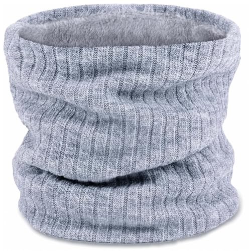 NEOLA Winter Neck Warmer - Thermal Knitted Snoods Windproof Fleece Lined Circle Scarf Soft Warm Neck Gaiter Gifts for Mens Cycling Skiing Motorcycle, Light Grey-06, One size