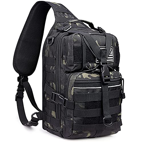 G4Free Tactical Sling Backpack Big Molle EDC Assault Range Bag Pack Military Style for Concealed Carry(Black CP) G4Free Tactical Sling Backpack Big Molle EDC Assault Range Bag Pack Military Style for Concealed Carry(Black CP)