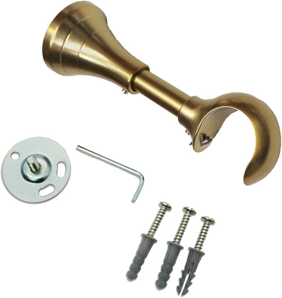 Linen Avenue Adjustable Decorative Single Rod Bracket, 2 Pack, Brass