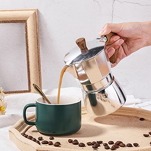 heyaa Fogão Espresso, 3/6 xícaras de café italiano Moka Espresso Cafeteira Percolator Pot Express Mo