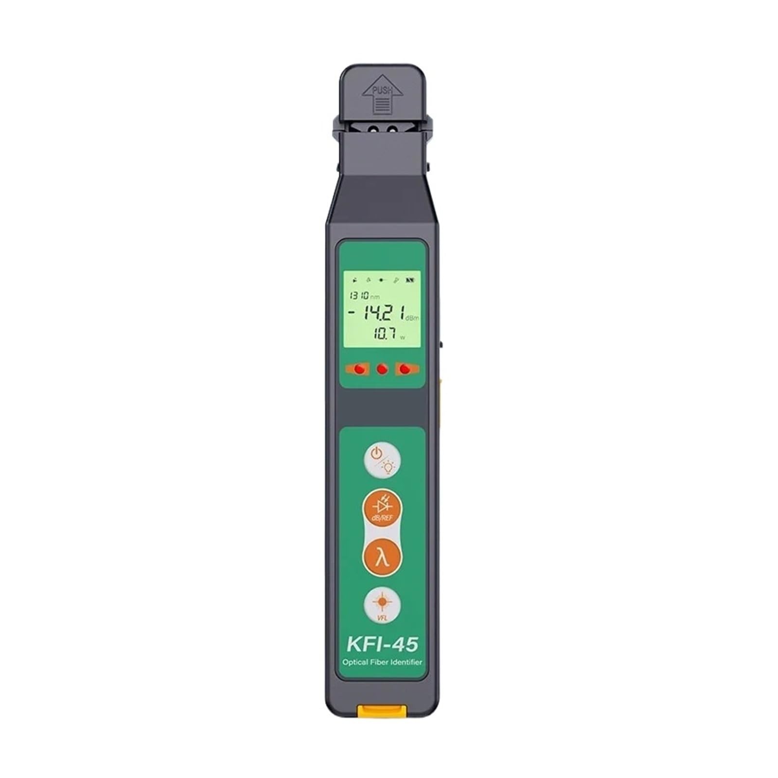 Longitud de onda 800-1700nm KFI-45 del identificador de tráfico de fibra óptica con VFL de 10MW, medidor de potencia y luz LED Error bajo | KFI-45-C