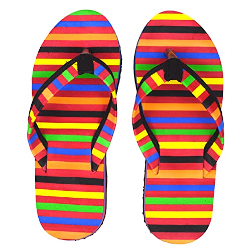 Image of POLITA Women's Flip-Flops & Slippers F145 Multicolor Stripes | Extra Soft, Lightweight, Comfortable | Trendy & Stylish for Girls & Women