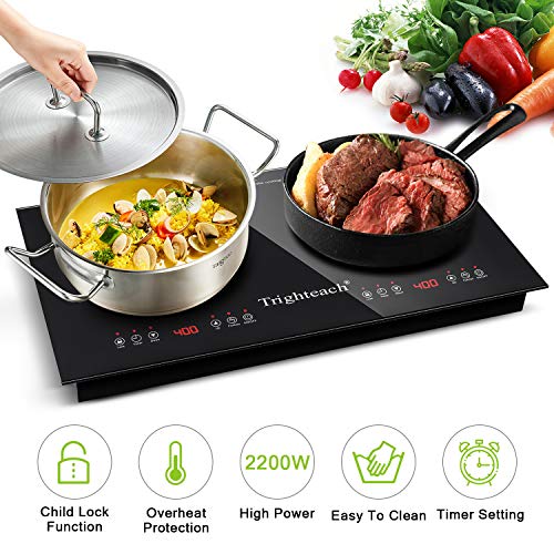 Trighteach Portable Induction Cooktop Double Countertop Burner