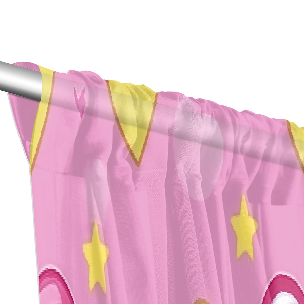 Mexpekil Tende trasparenti rosa giallo cuore amore per soggiorno camera da letto tenda in voile filtrante luce con tasca per asta 213 cm tende lunghe tende privacy tende per finestre set di 2 pannelli