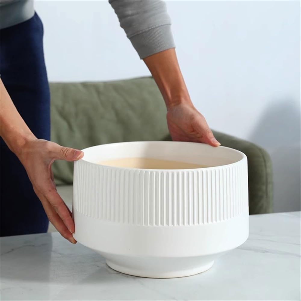 Białe okrągłe doniczki ceramiczne z otworami drenażowymi pojemnik na rośliny wzór w paski doniczki na biurko do pokoju, ogrodu i podwórka doniczki na kwiaty