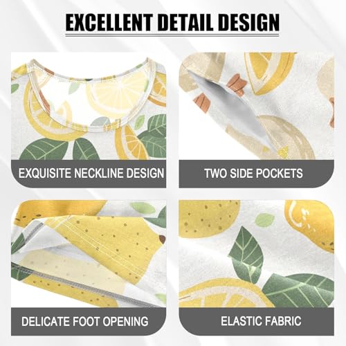 ALAZA Funny Duck Lemon Pajamas Short Sleeve 2 Piece Sleepwear Top and Bottom Pajama Set Unisex4