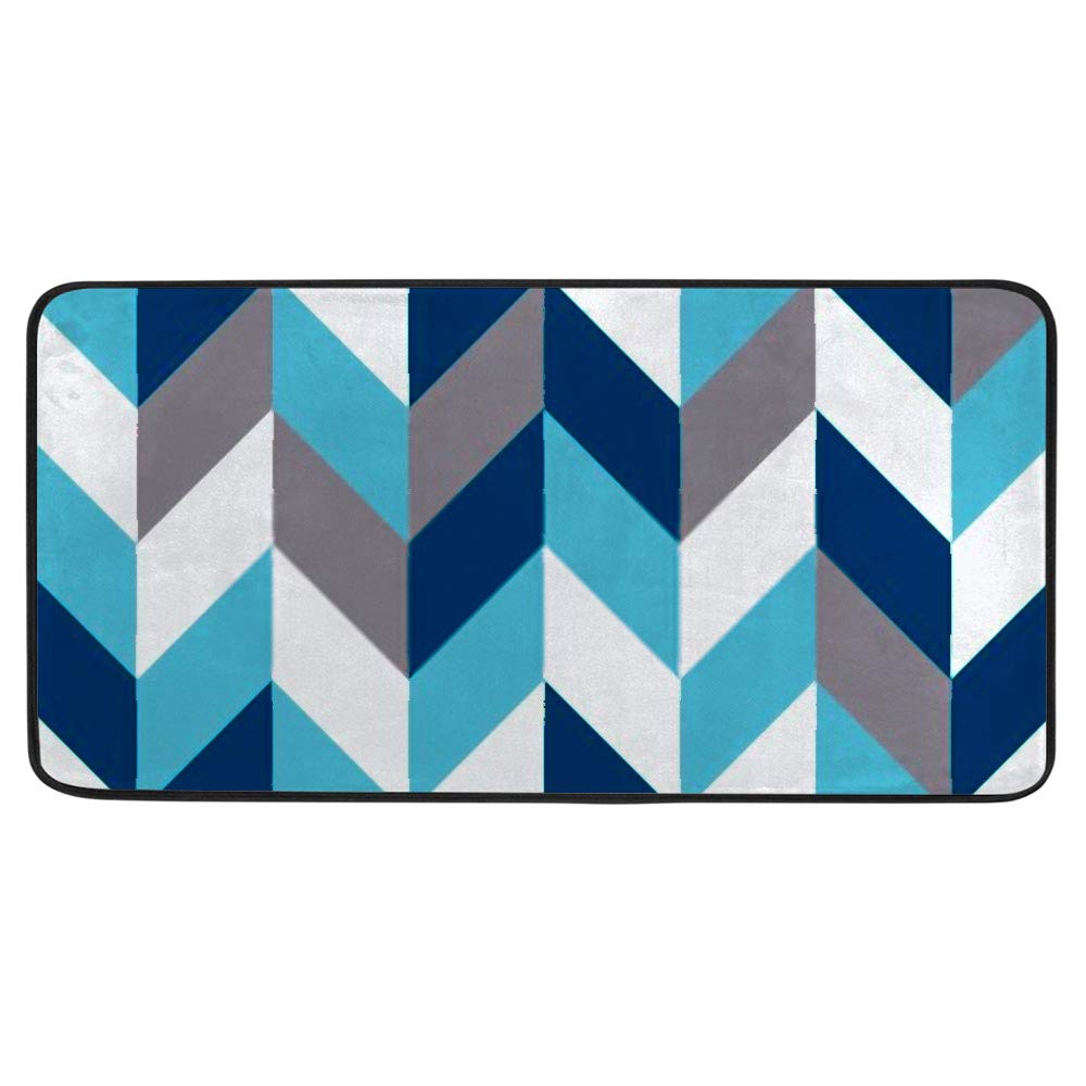 Tapis de cuisine antidérapant et imperméable bleu gris