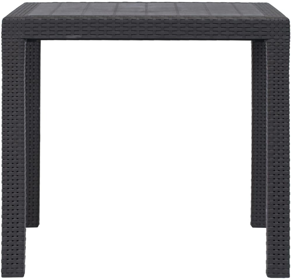 Simple Design Patio Dining Table, Outdoor Garden Side Table Wicker Look Coffee Table for Backyard Lawn Balcony Pool, Patio Table Brown 31.1"x31.1"x28.3" Plastic Rattan Look