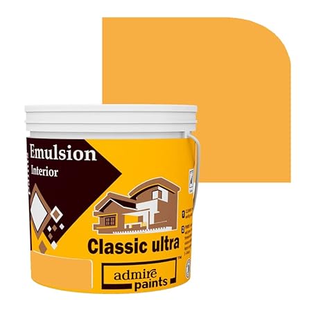 Classic Ultra Acrylic Waterbase Interior Emulsion Paint - Matt Finish, Excellent Hiding, Anti Bacterial, Water & Alkali Resistant, Eco Friendly Emulsion-EMPIRE YELLOW(4Litre)
